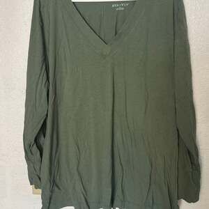 Ava & Viv Women's Plus Size 3X Olive Green Long Sleeve V-Neck Tunic Top